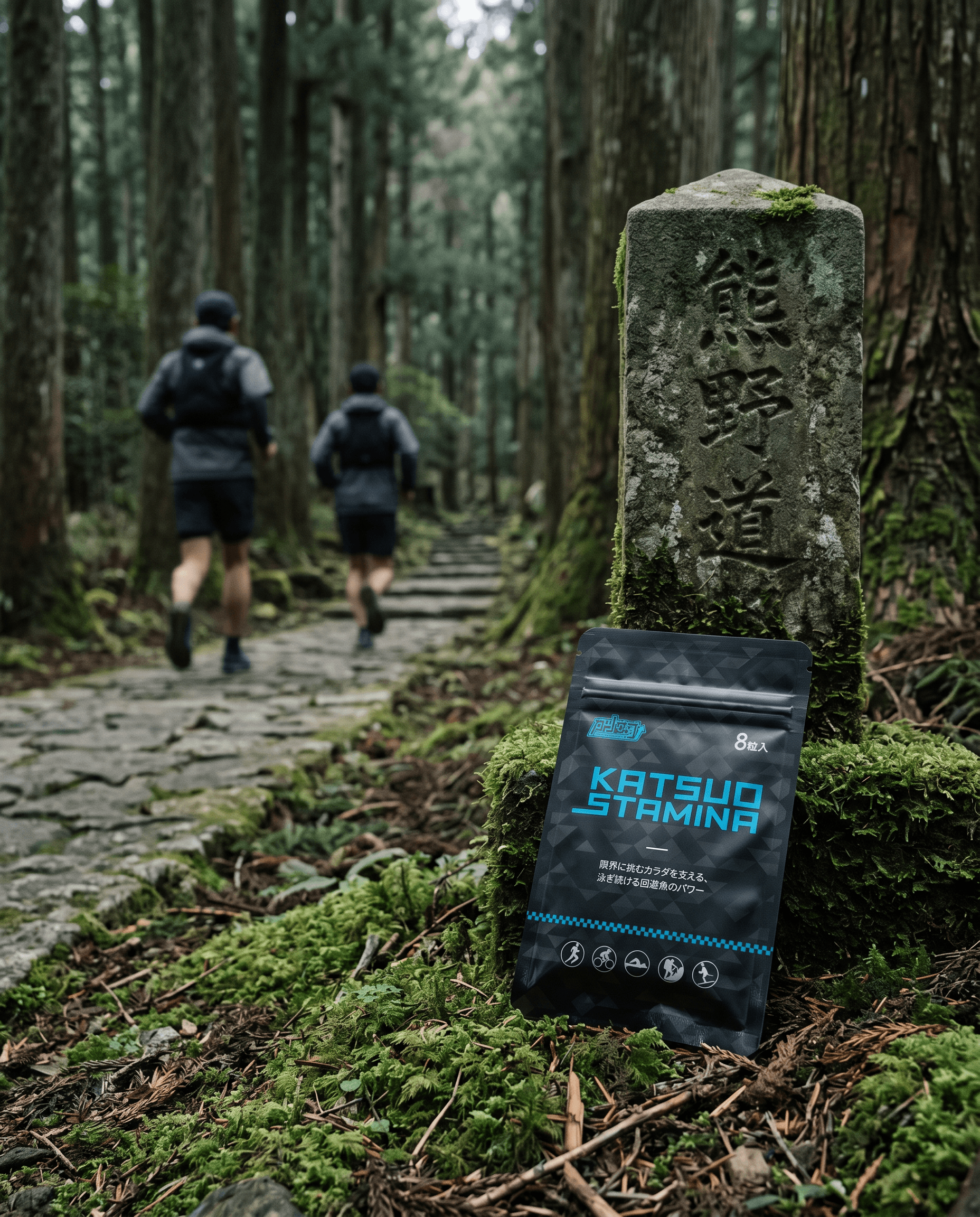 Trail with stone marker