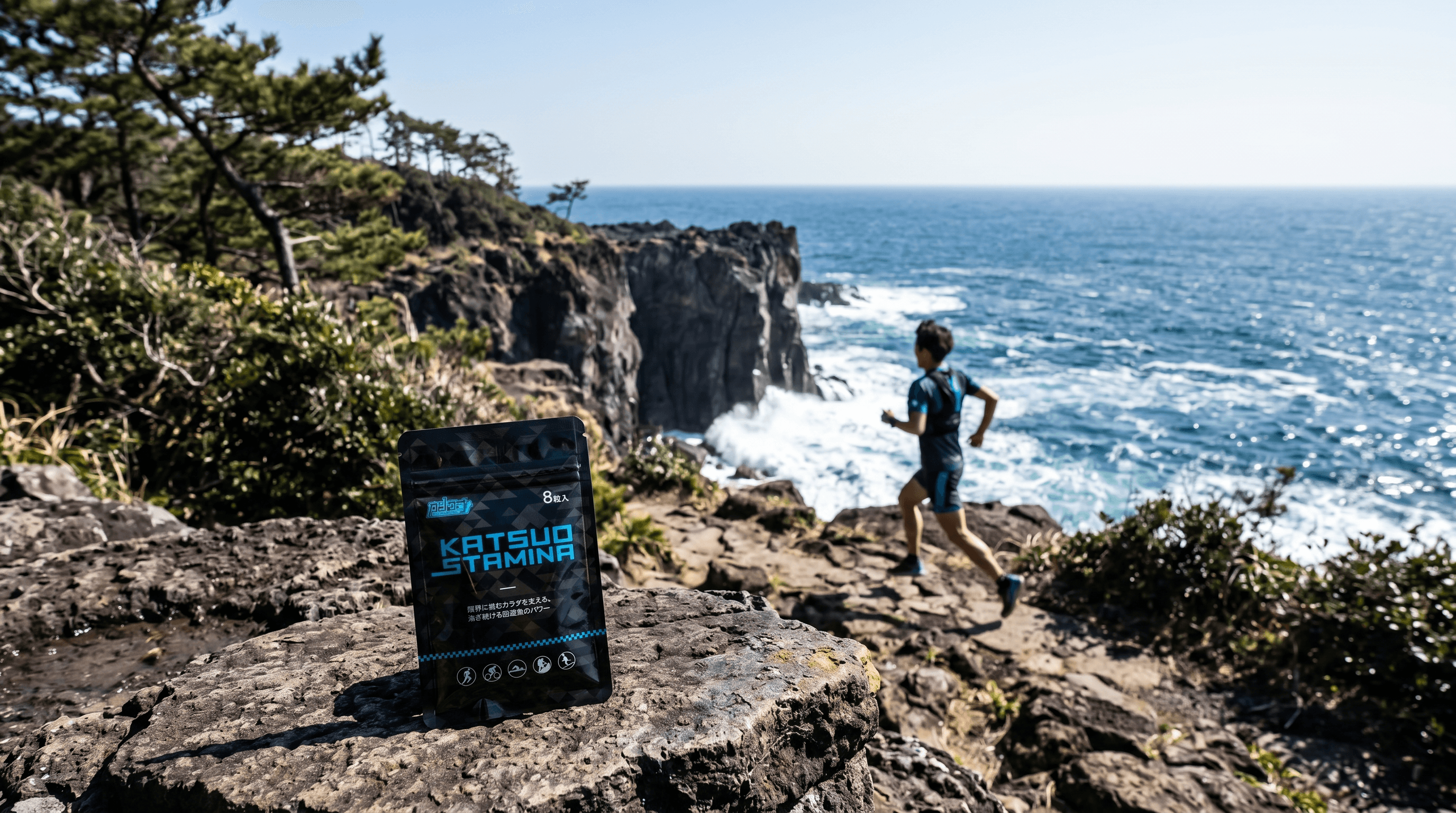 Runner on a coastal cliff